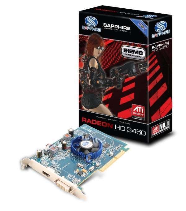 AGP Ati HD3450 512MB DDR2, 64bit, 600/800Mhz, DX10.1, DVI, HDMI, Passzív 2 év fotó, illusztráció : HD3450AGP512DDR2