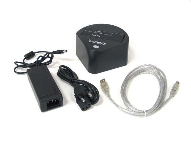 2.5 ,3,5 USB2 SATA docking station feket fotó, illusztráció : HDSUB23DOCH
