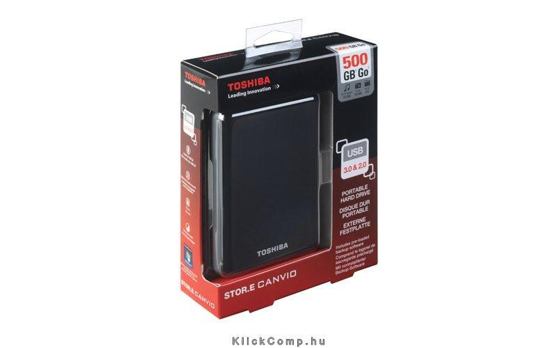 500GB Külső HDD 2.5  USB3.0 Toshiba Canvio Connect Fekete fényes fotó, illusztráció : HDTC705EK3AA