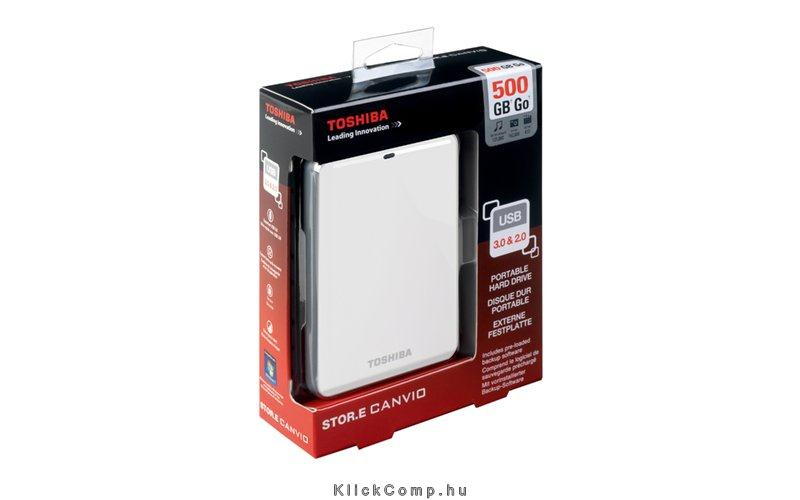 500GB Külső HDD 2.5  USB3.0 Toshiba Canvio Connect Fehér fényes fotó, illusztráció : HDTC705EW3AA