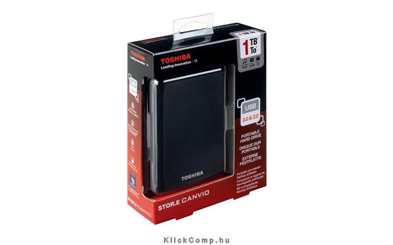 Toshiba Külső HDD 2.5  1TB Canvio Connect Fekete USB3.0; ~5Gbps; NTFS/HFS+; fén fotó, illusztráció : HDTC710EK3AA