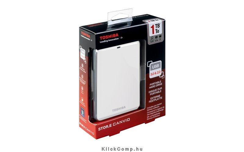 2TB Külső HDD 2.5  USB3.0 Toshiba Canvio Connect Fehér fényes fotó, illusztráció : HDTC720EW3CA