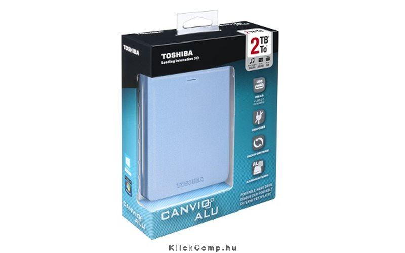 1TB Külső HDD 2,5  USB3.0 Toshiba Canvio Alu Kék aluminium, metál fényű fotó, illusztráció : HDTH310EL3AA