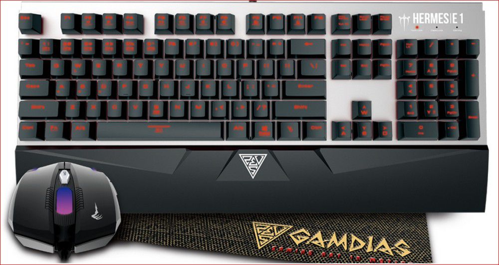 Gamer billentyűzet  angol Mechanikus Gamdias HERMES E1 + egér - UK fotó, illusztráció : HERMES-E1