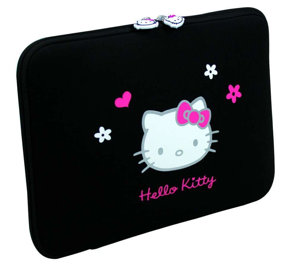 Notebook Skin 13-14  HELLO KITTY SKIN fekete Black Flowers fotó, illusztráció : HKNE13BL