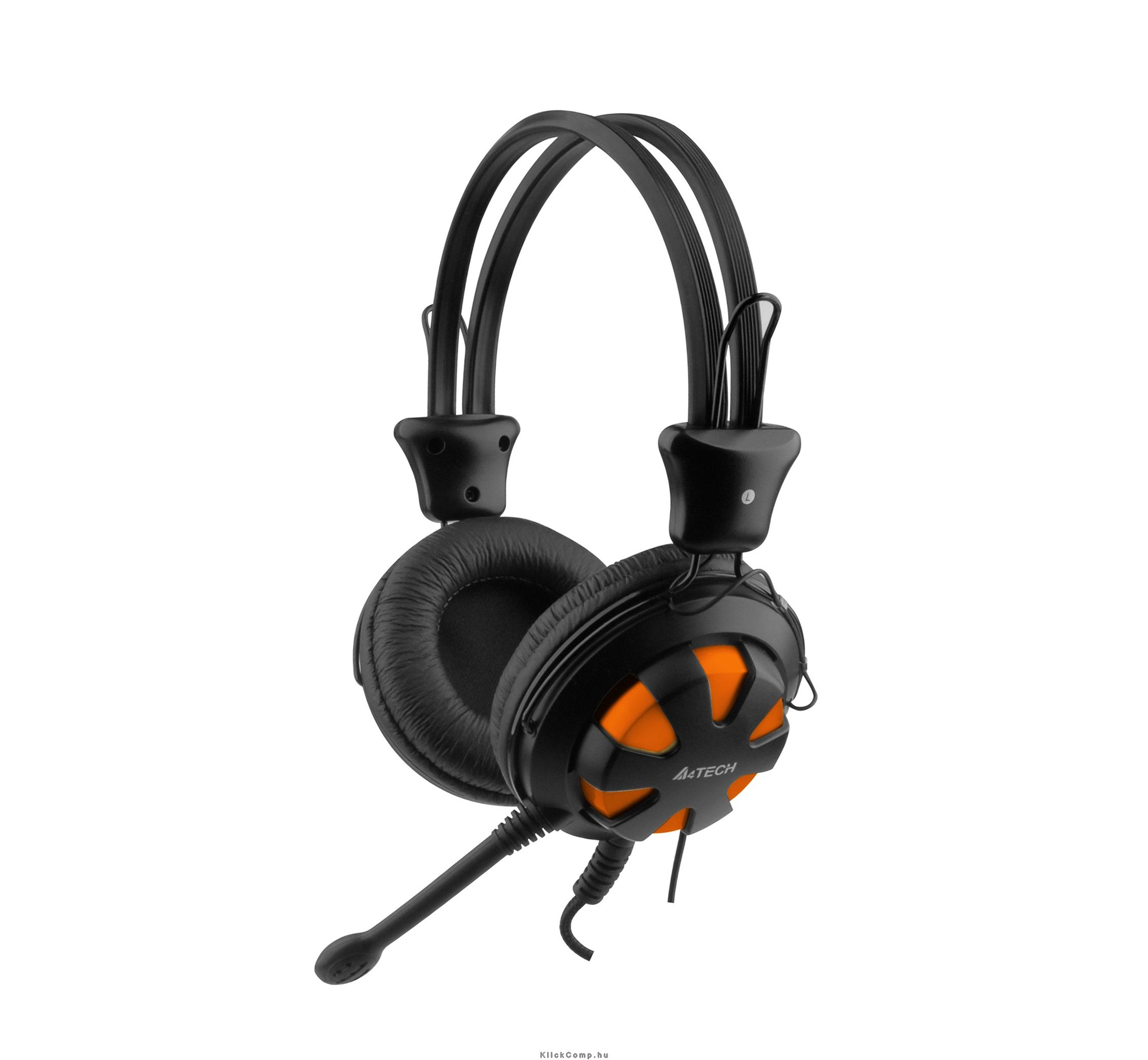 Fejhallgató narancs-fekete A4-Tech headset fotó, illusztráció : HS-28-3