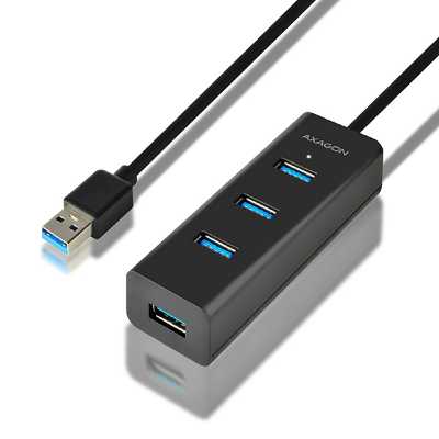 USB Hub 4 port USB3.0 gyorstöltéssel 1,2m kábel fekete AXAGON HUE-S2BL HUE-S2BL fotó
