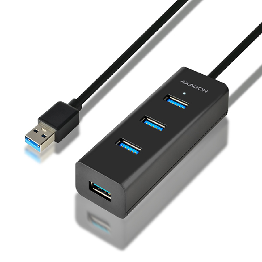 USB Hub 4 port USB3.0 gyorstöltéssel 1,2m kábel fekete AXAGON HUE-S2BL - Már ne fotó, illusztráció : HUE-S2BL