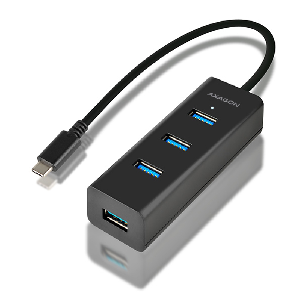 4 port USB Hub USB-C, 4db USB-A 3,2  gyorstöltéssel fekete AXAGON fotó, illusztráció : HUE-S2C