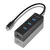 Akció 4 port USB Hub USB-C, 4db USB-A 3,2  gyorstöltéssel fekete AXAGON HUE-S2C Technikai adatok