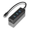 Akci 2023.11.14-ig  4 port USB Hub USB-C, 4db USB-A 3,2  gyorstltssel fekete AXAGON