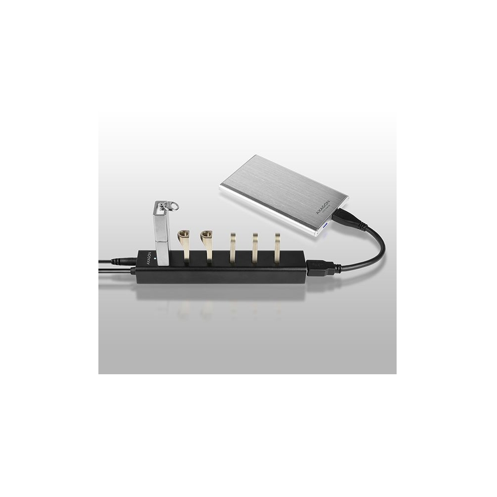 USB Hub 7 port  USB3.0 Charging Hub Black AXAGON - Már nem forgalmazott termék fotó, illusztráció : HUE-SA7BP