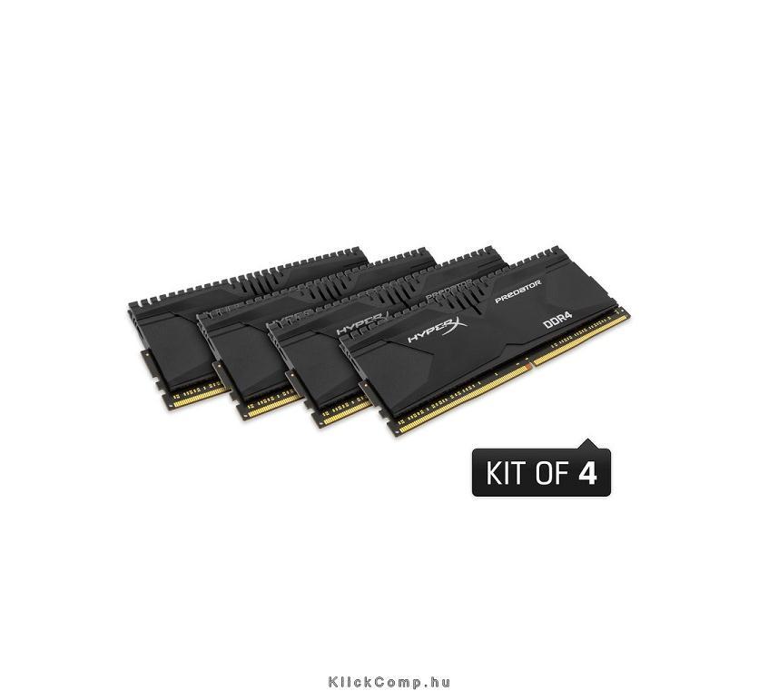 32GB DDR4 Memória 2133MHz Kit 4db 8GB memória KINGSTON HyperX Predator XMP HX42 fotó, illusztráció : HX421C13PBK4_32