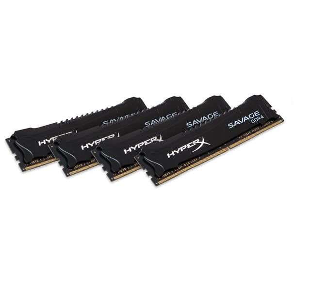 16GB DDR4 memória 2400MHz Kit 4db 4GB Kingston HyperX Savage Fekete XMP HX424C1 fotó, illusztráció : HX424C12SBK4_16