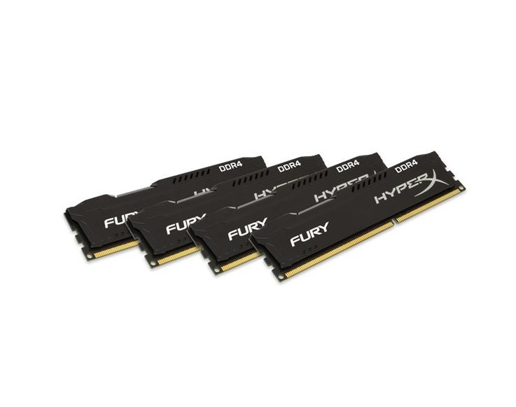 16GB DDR4 Memória 2400MHz Kit 4db 4GB memória KINGSTON HyperX FURY fekete HX424 fotó, illusztráció : HX424C15FBK4_16