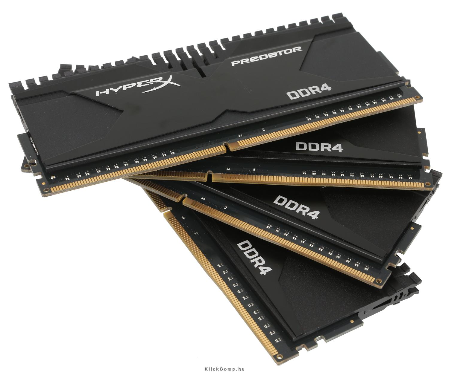 16GB DDR4 Memória 3000MHz Kit 4db 4GB memória KINGSTON HyperX Predator XMP HX43 fotó, illusztráció : HX430C15PB2K4_16