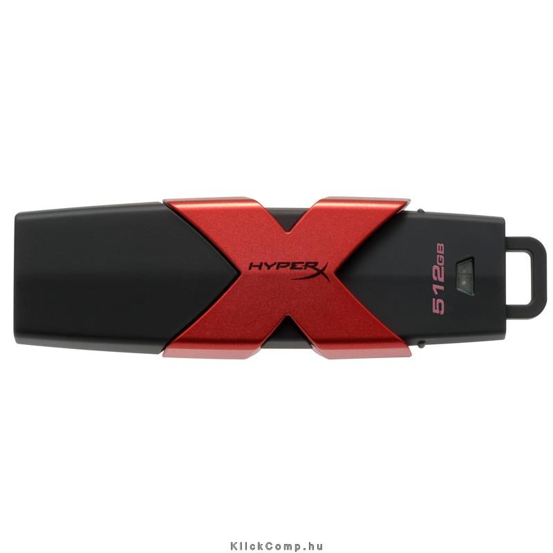 512GB PenDrive USB3.1 Fekete-Piros Kingston HyperX Savage HXS3/512GB Flash Driv fotó, illusztráció : HXS3_512GB
