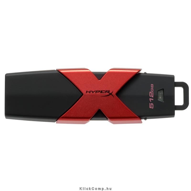 512GB PenDrive USB3.1 Fekete-Piros Kingston HyperX Savage HXS3/512GB Flash Driv fotó, illusztráció : HXS3_512GB
