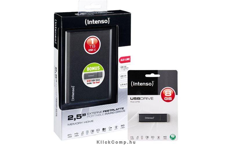 1TB Külső HDD 2.5  USB3.0 Alumínium ház + 8GB USB2.0 pendrive BUNDLE fotó, illusztráció : INTENSO-6026660