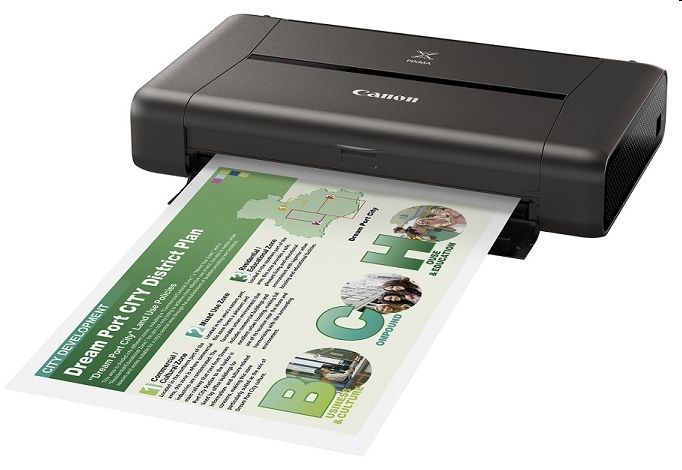 Hordozható fotónyomtató + akkumulátor kit Canon PIXMA IP110wB színes A4 fotó, illusztráció : IP110wB