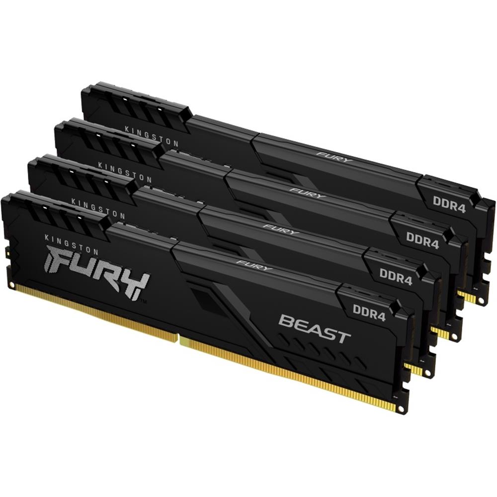 32GB DDR4 memória 3200MHz (Kit of 4) Kingston FURY Beast Black KF432C16BBK4/32 fotó, illusztráció : KF432C16BBK4_32