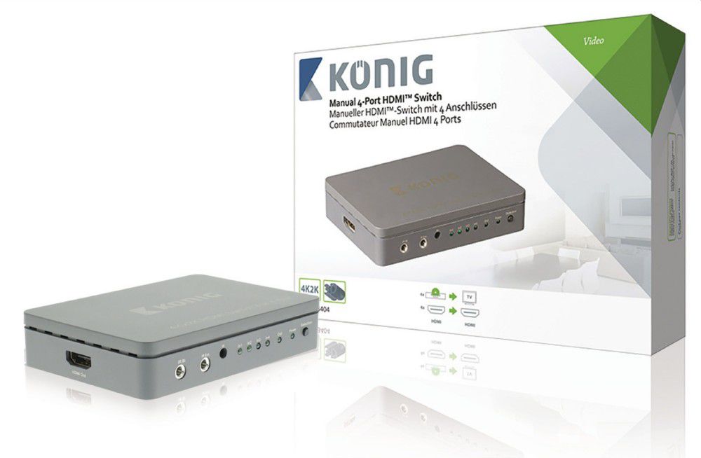 HDMI Kapcsoló 4-Port Sötétszürke fotó, illusztráció : KNVSW3404