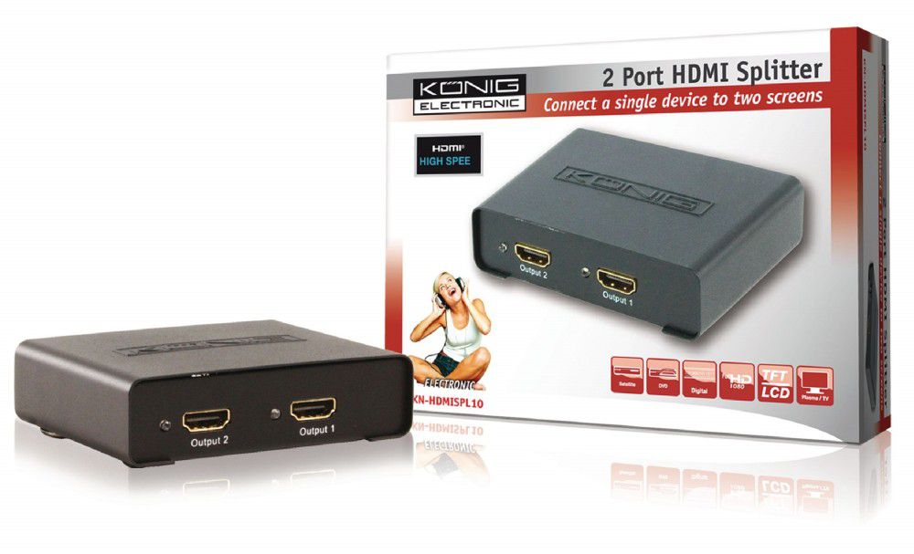 2 portos HDMI elosztó fotó, illusztráció : KN-HDMISPL10