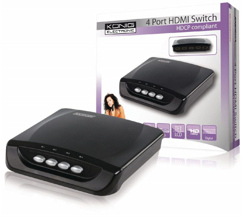 4 PORTOS MANUÁLIS HDMI KAPCSOLÓ fotó, illusztráció : KN-HDMISW04