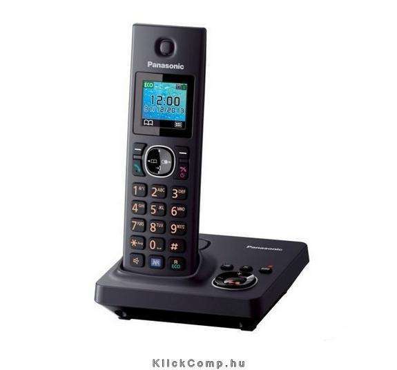 Panasonic DECT telefon, ütenetrögzítő, fekete fotó, illusztráció : KX-TG7861PDB