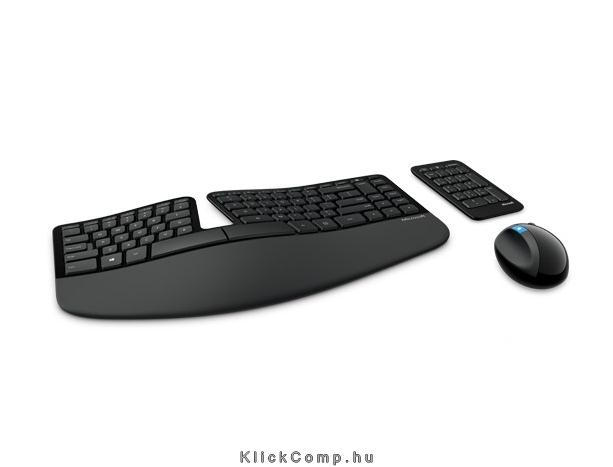 Vezetéknélküli billentyűzet + egér Microsoft Sculpt Ergonomic Desktop fekete HU fotó, illusztráció : L5V-00020