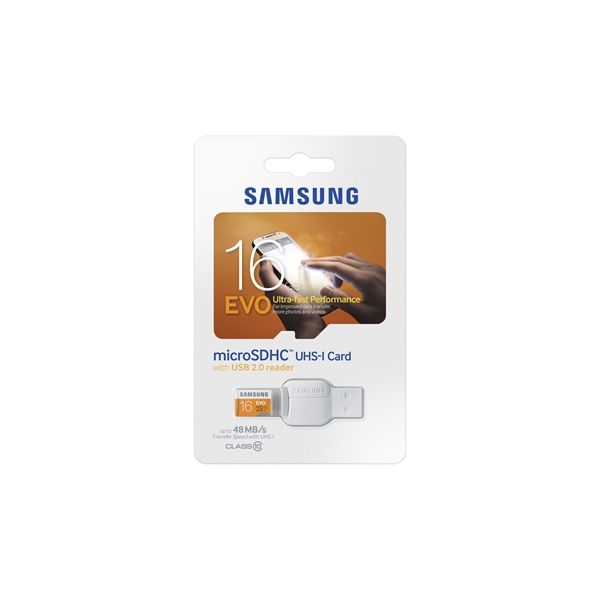 Memória-kártya 16GB Class10 EVO Samsung MB-MP16DC/EU MicroSD kártya USB ADAPTER fotó, illusztráció : MB-MP16DC_EU