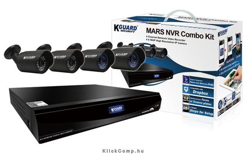 KGuard IP alapú megfigyelőrendszer szett, NVR 720P/120fps, Cloud, QR kód, 4db k fotó, illusztráció : MR-4040