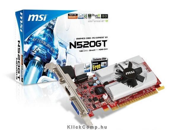 N520GT-MD1GD3/LP GDDR3 PCIe DVI HDMI fotó, illusztráció : MSVN520GTMD1