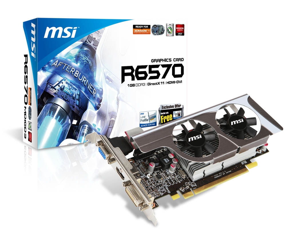 R6570-MD1GD3/LP GDDR3 PCIe DVI/HDMI/DSUB fotó, illusztráció : MSVR6570MD1