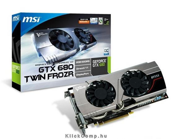 N680GTX TWindows Frozr 2GD5/OC 2GB GDDR5 256bit PCI-E videokártya fotó, illusztráció : N680GTX-TWIN-FROZR-2