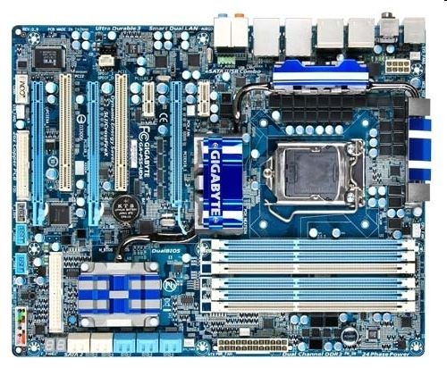 P55-UD6 skt1156 P55, 6xDDR3 2000MHz, RAID, 2xGBE LAN, 3*1394a, 14xUSB 36 hónap fotó, illusztráció : P55UD6