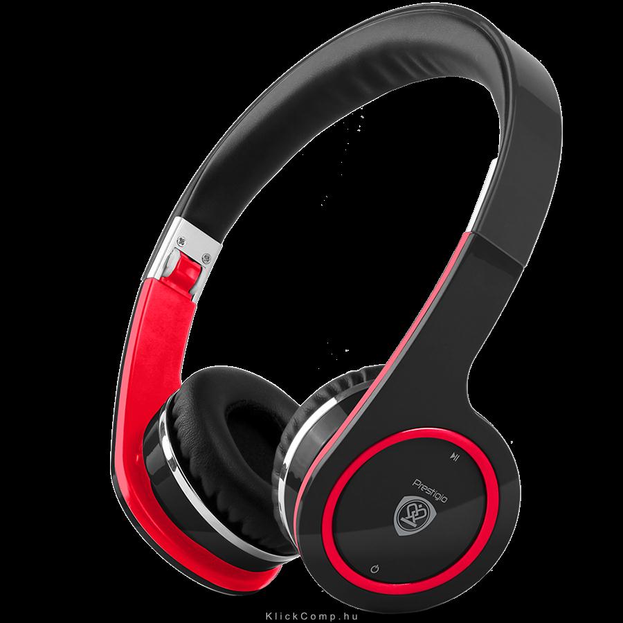 Bluetooth sztereó headset, zajcsökkentő fülpárna, 360mAh akku, fekete/piros fotó, illusztráció : PBHS1BR