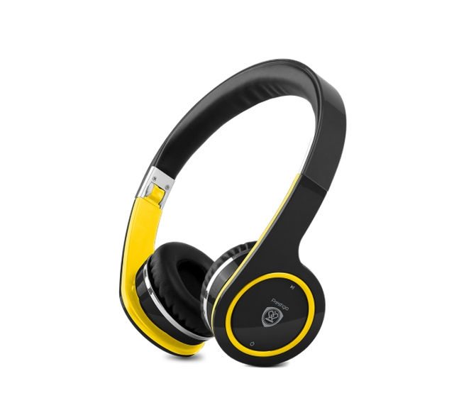 Bluetooth sztereó headset, zajcsökkentő fülpárna, 360mAh akku, fekete/sárga fotó, illusztráció : PBHS1BY