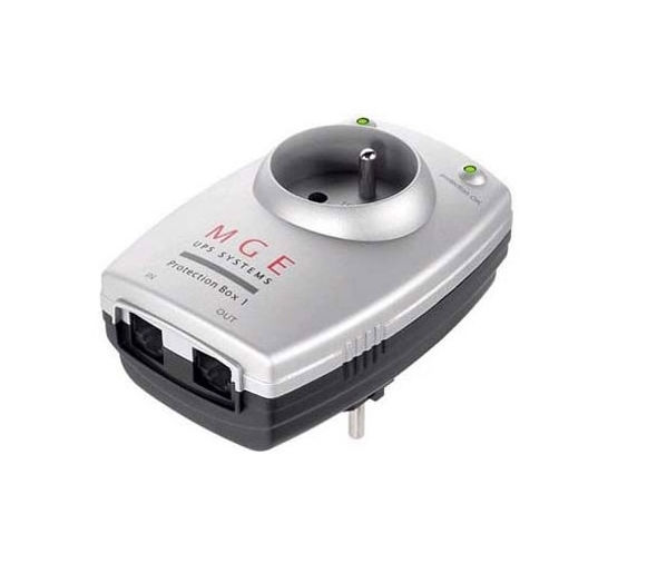 ProtectionBox 1 TEL, 1×DIN túlfesz-védő aljzat + RJ45 fotó, illusztráció : PBOX1TEL
