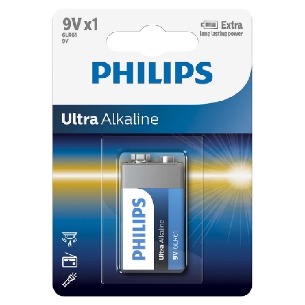 Elem Philips ultra alkáli 9V 6LR61 1db - Már nem forgalmazott termék fotó, illusztráció : PH-UA-9V-B2