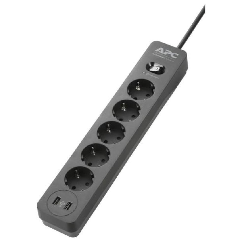 Túlfeszültség-védő 5 kimenettel APC Essential SurgeArrest 5 outlets USB 230V fotó, illusztráció : PME5U2B-GR