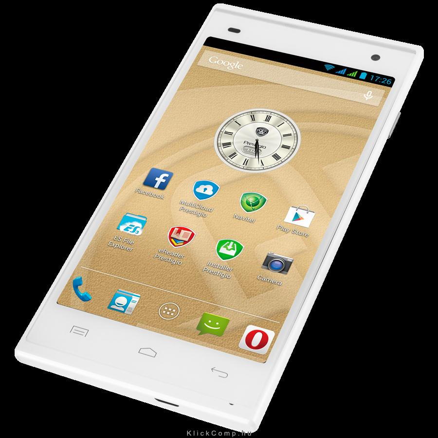 Dual sim mobiltelefon 5.0  IPS HD QC Android 1GB/8GB 13.0MP/2.0MP fehér fotó, illusztráció : PSP5505DUOWHITE