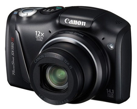 Canon PowerShot SX150 IS fényképezőgép, fekete fotó, illusztráció : PSSX150IS-B
