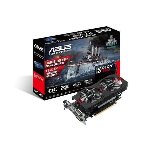 VGA R7-360 2GB 128bit Asus PCI-E AMD videokártya fotó, illusztráció : R7360-OC-2GD5