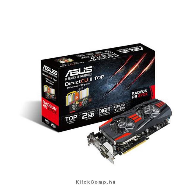 Asus PCI-E AMD R9 270X 2048MB DDR5, 256bit, 1120/5600MHz, 2xDVI, HDMI, DP, Aktí fotó, illusztráció : R9270X-DC2T-2GD5