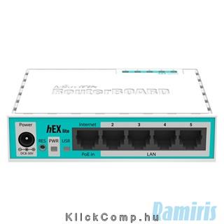 Router MikroTik hEX lite RB750r2 L4 64MB 5x FE port fotó, illusztráció : RB750R2