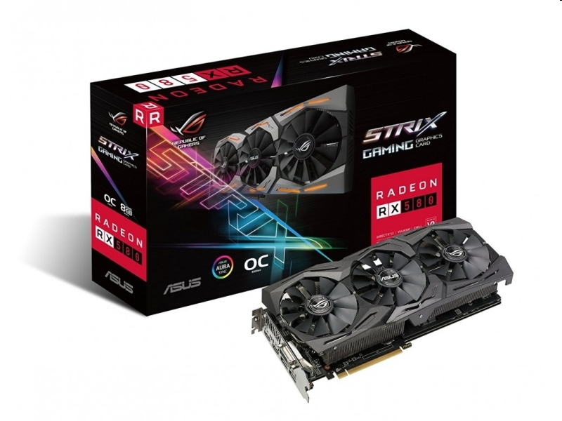 VGA RX580 ASUS videokártya AMD ROG STRIX RX580 O8G GAMING fotó, illusztráció : ROG-STRIX-RX580-O8GG