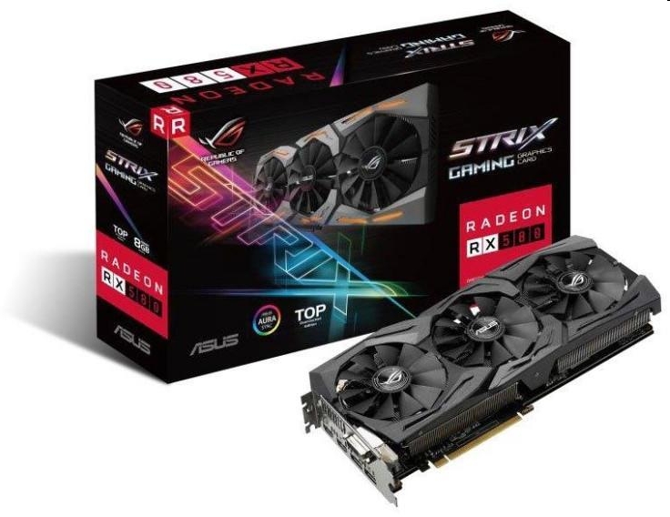 VGA RX580 ASUS videokártya AMD ROG STRIX RX580-T8G GAMING fotó, illusztráció : ROG-STRIX-RX580-T8GG