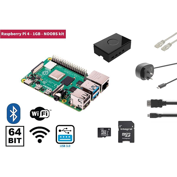 Raspberry Pi 4 1 GB Starter Kit + NOOBS Software Tool fotó, illusztráció : RP4KIT1GB