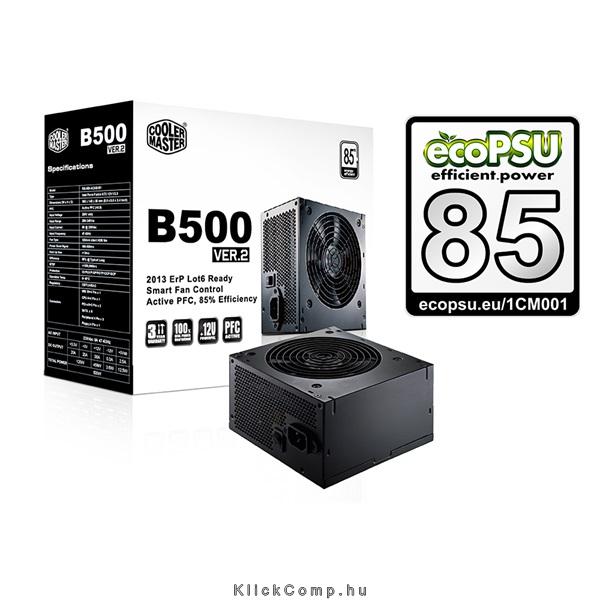500W tápegység PFC 12 cm ventillátorral dobozos Cooler Master B500 version2 fotó, illusztráció : RS500-ACABB1-EU